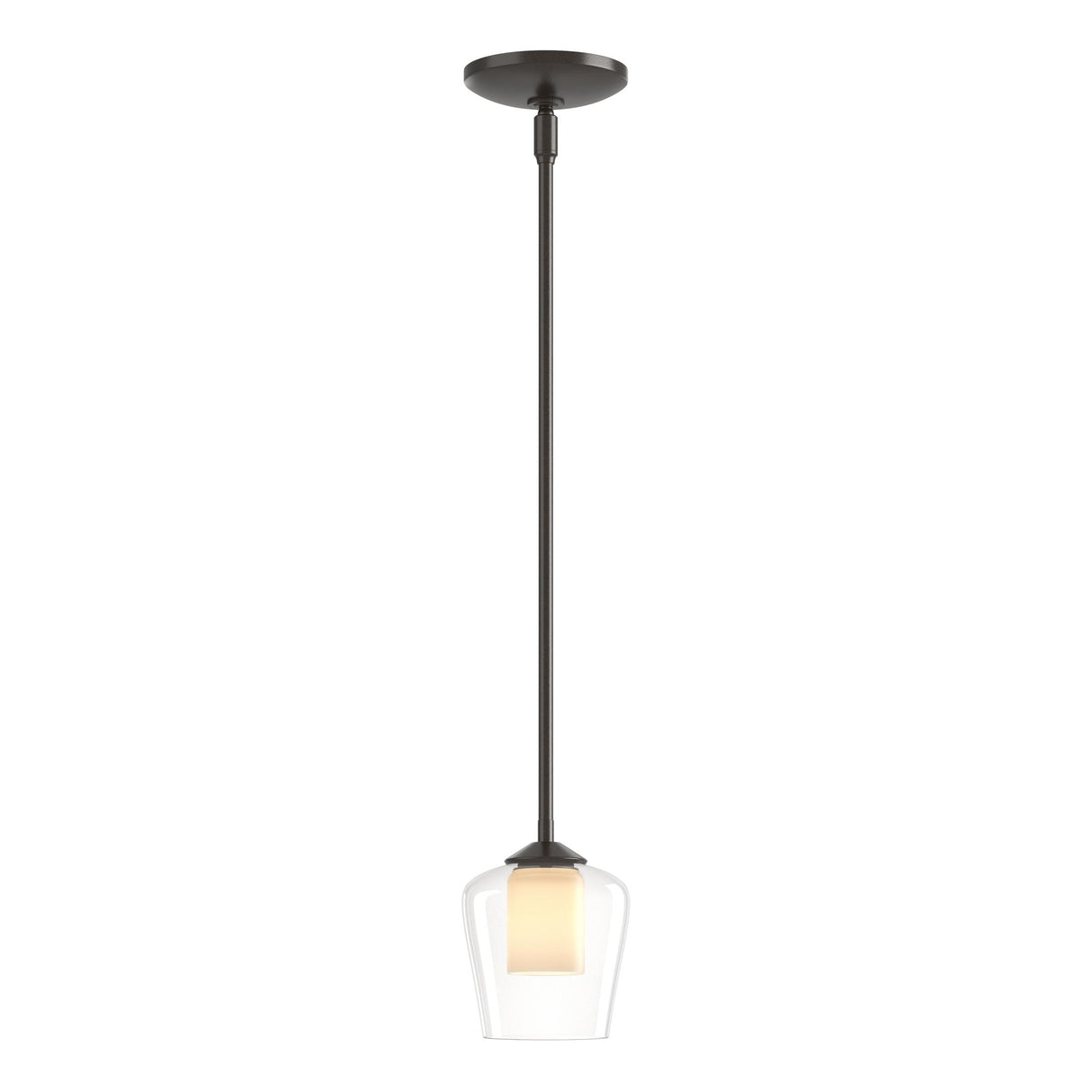 Hubbardton Forge 2010 Oil Rubbed Bronze Clear Glass with Opal Diffuser (ZU) Multi Simple Mini Pendant