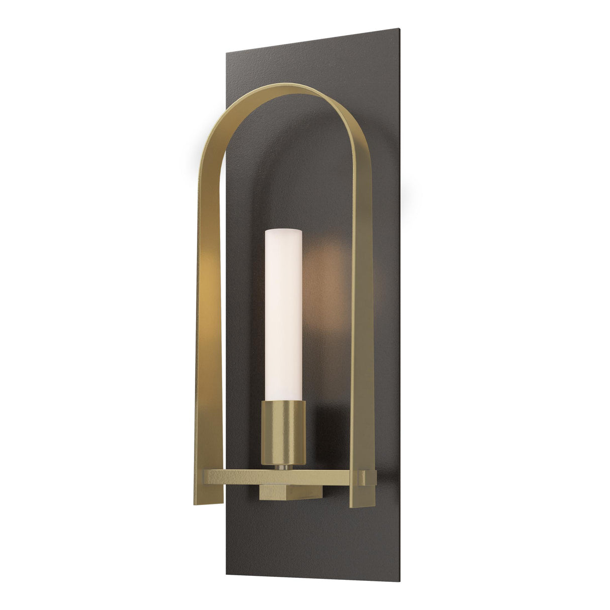 Hubbardton Forge 2023 Oil Rubbed Bronze Modern Brass Frosted Glass (FD) Triomphe 1-Light Sconce