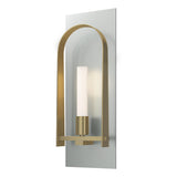 Hubbardton Forge 2023 Vintage Platinum Modern Brass Frosted Glass (FD) Triomphe 1-Light Sconce