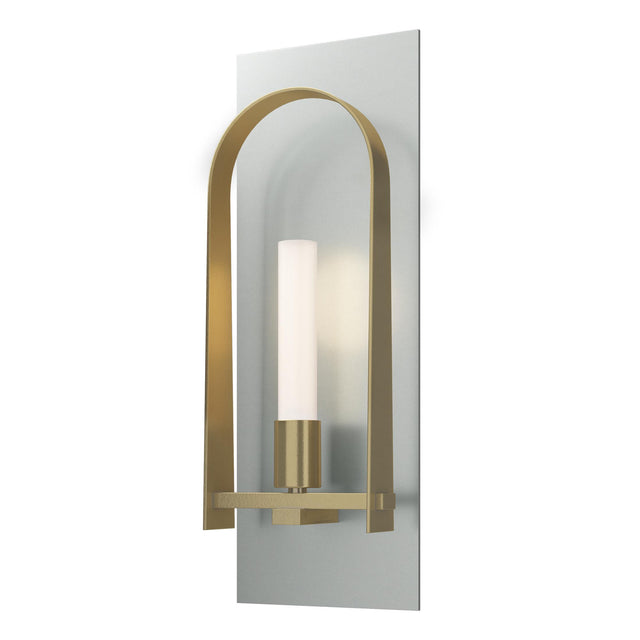 Hubbardton Forge 2023 Vintage Platinum Modern Brass Frosted Glass (FD) Triomphe 1-Light Sconce