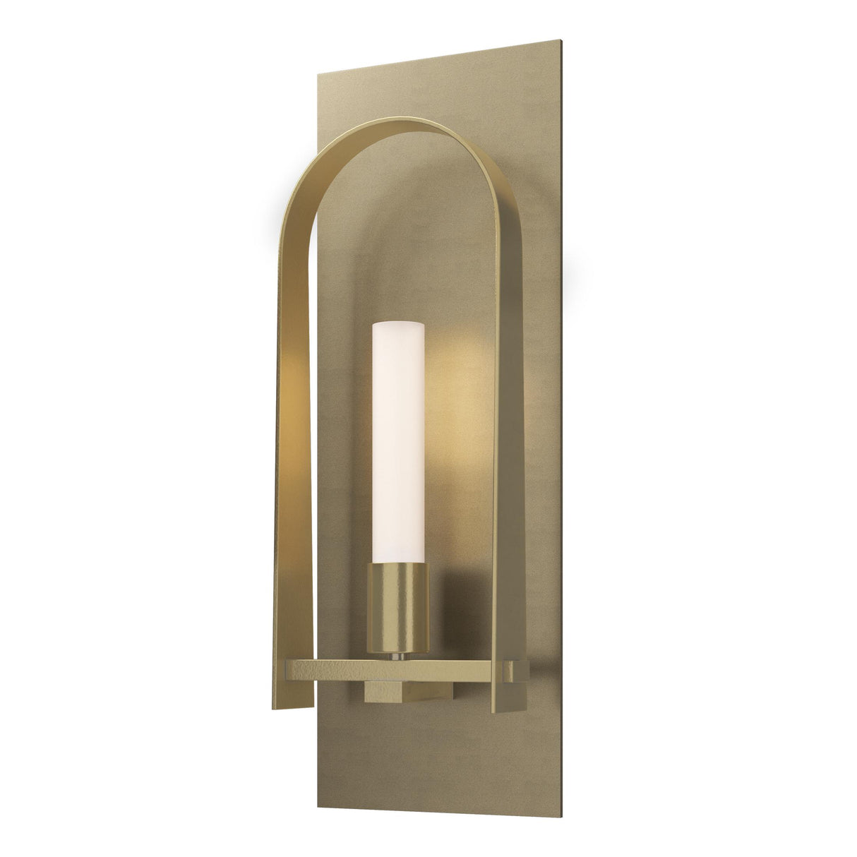 Hubbardton Forge 2023 Soft Gold Modern Brass Frosted Glass (FD) Triomphe 1-Light Sconce