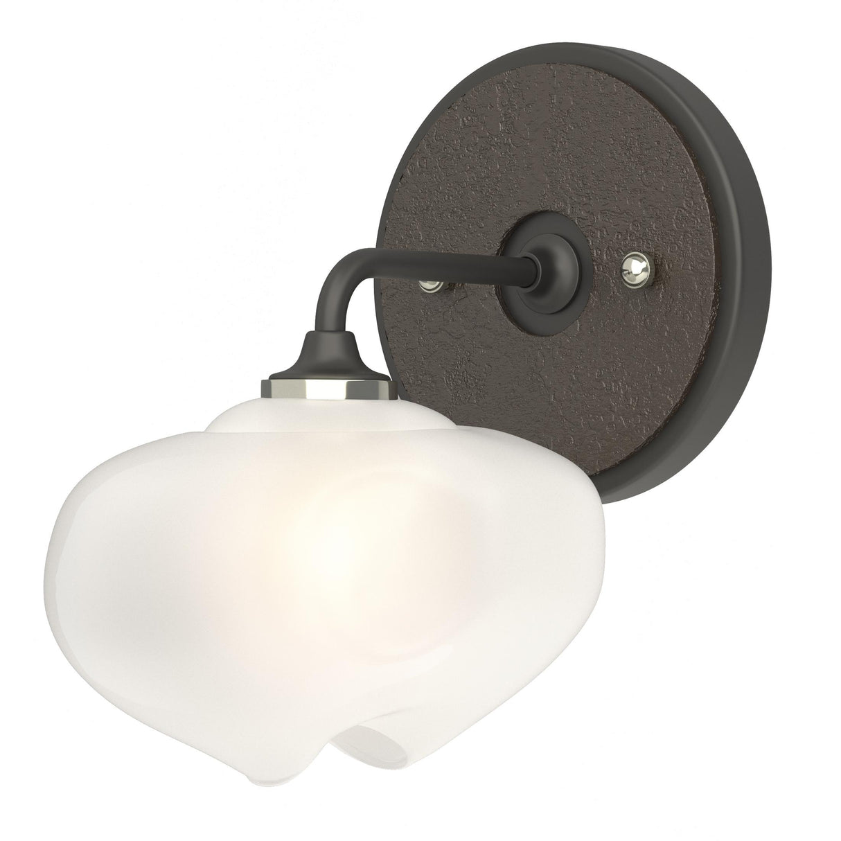 Hubbardton Forge 2022 Black Oil Rubbed Bronze Frosted Glass (FD) Ume 1-Light Curved Arm Bath Sconce