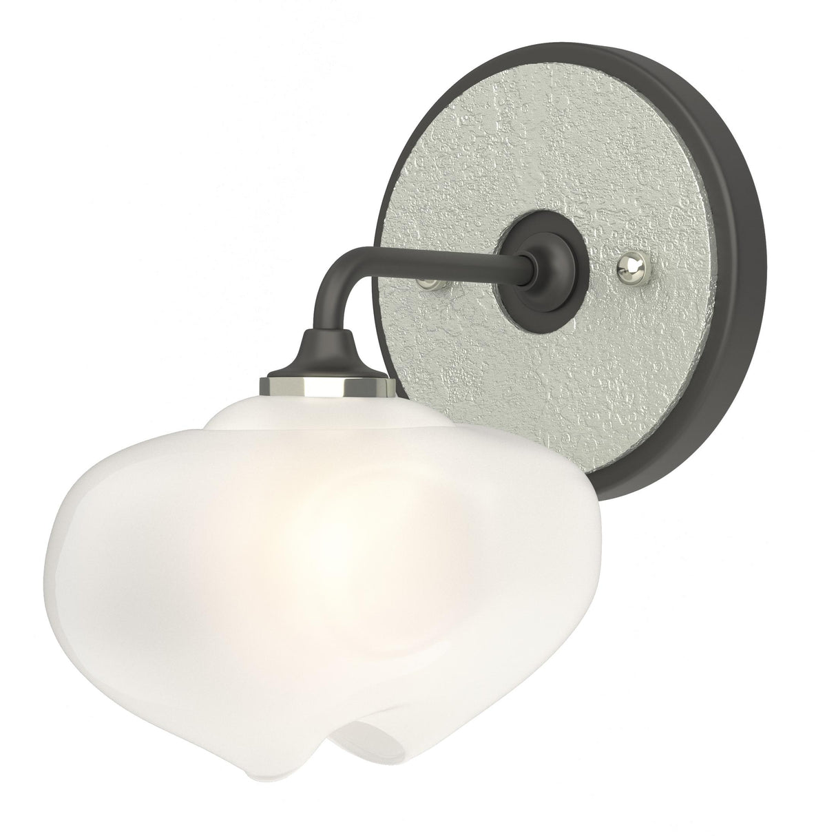 Hubbardton Forge 2022 Black Vintage Platinum Frosted Glass (FD) Ume 1-Light Curved Arm Bath Sconce