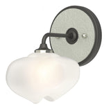 Hubbardton Forge 2022 Black Vintage Platinum Frosted Glass (FD) Ume 1-Light Curved Arm Bath Sconce