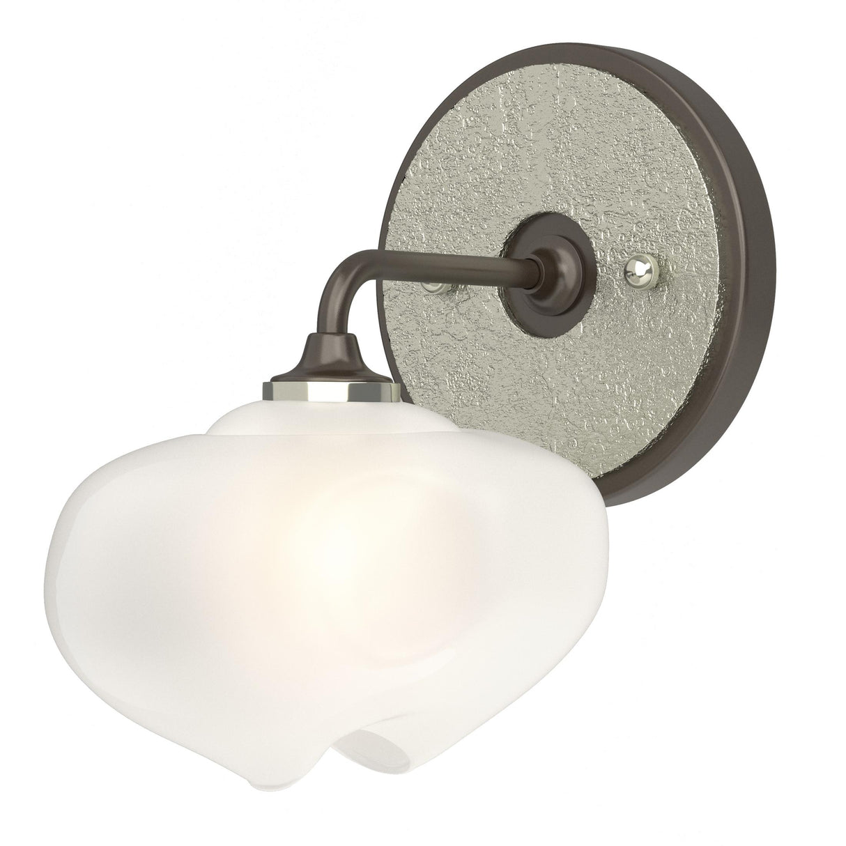 Hubbardton Forge 2022 Oil Rubbed Bronze Sterling Frosted Glass (FD) Ume 1-Light Curved Arm Bath Sconce