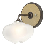 Hubbardton Forge 2022 Oil Rubbed Bronze Modern Brass Frosted Glass (FD) Ume 1-Light Curved Arm Bath Sconce