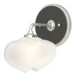 Hubbardton Forge 2022 Vintage Platinum Black Frosted Glass (FD) Ume 1-Light Curved Arm Bath Sconce