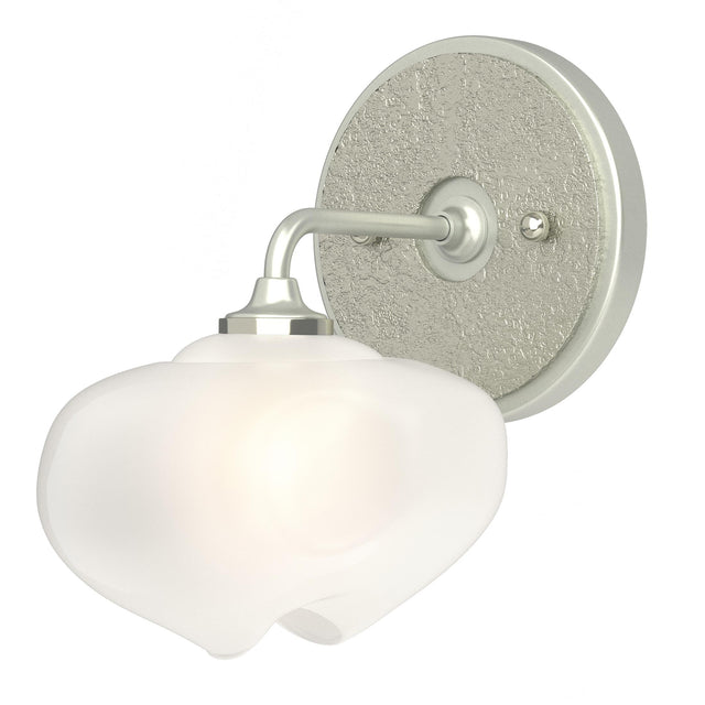 Hubbardton Forge 2022 Vintage Platinum Sterling Frosted Glass (FD) Ume 1-Light Curved Arm Bath Sconce