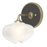 Hubbardton Forge 2022 Soft Gold Black Frosted Glass (FD) Ume 1-Light Curved Arm Bath Sconce