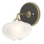 Hubbardton Forge 2022 Soft Gold Black Frosted Glass (FD) Ume 1-Light Curved Arm Bath Sconce