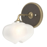 Hubbardton Forge 2022 Soft Gold Oil Rubbed Bronze Frosted Glass (FD) Ume 1-Light Curved Arm Bath Sconce