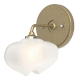 Hubbardton Forge 2022 Soft Gold Soft Gold Frosted Glass (FD) Ume 1-Light Curved Arm Bath Sconce