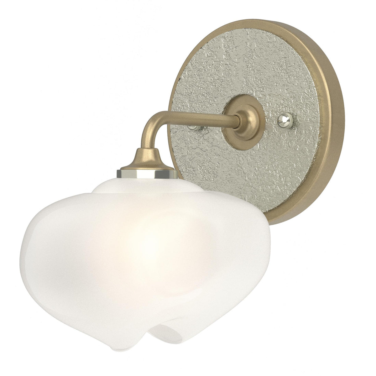Hubbardton Forge 2022 Soft Gold Sterling Frosted Glass (FD) Ume 1-Light Curved Arm Bath Sconce