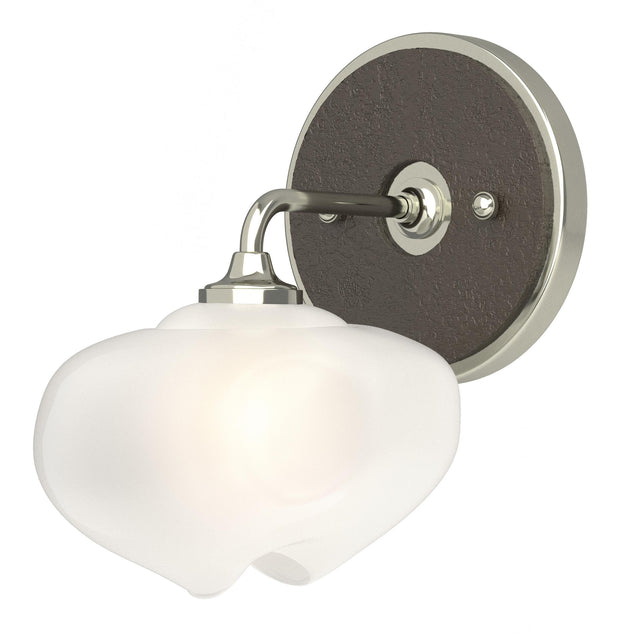 Hubbardton Forge 2022 Sterling Oil Rubbed Bronze Frosted Glass (FD) Ume 1-Light Curved Arm Bath Sconce