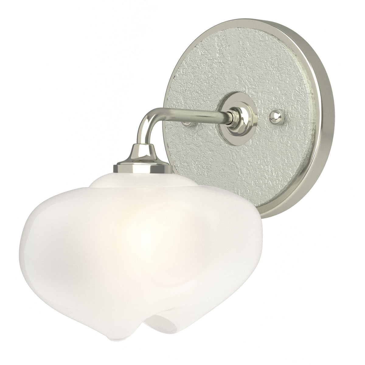 Hubbardton Forge 2022 Sterling Vintage Platinum Frosted Glass (FD) Ume 1-Light Curved Arm Bath Sconce