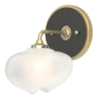 Hubbardton Forge 2022 Modern Brass Black Frosted Glass (FD) Ume 1-Light Curved Arm Bath Sconce