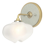 Hubbardton Forge 2022 Modern Brass Vintage Platinum Frosted Glass (FD) Ume 1-Light Curved Arm Bath Sconce