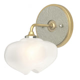 Hubbardton Forge 2022 Modern Brass Sterling Frosted Glass (FD) Ume 1-Light Curved Arm Bath Sconce