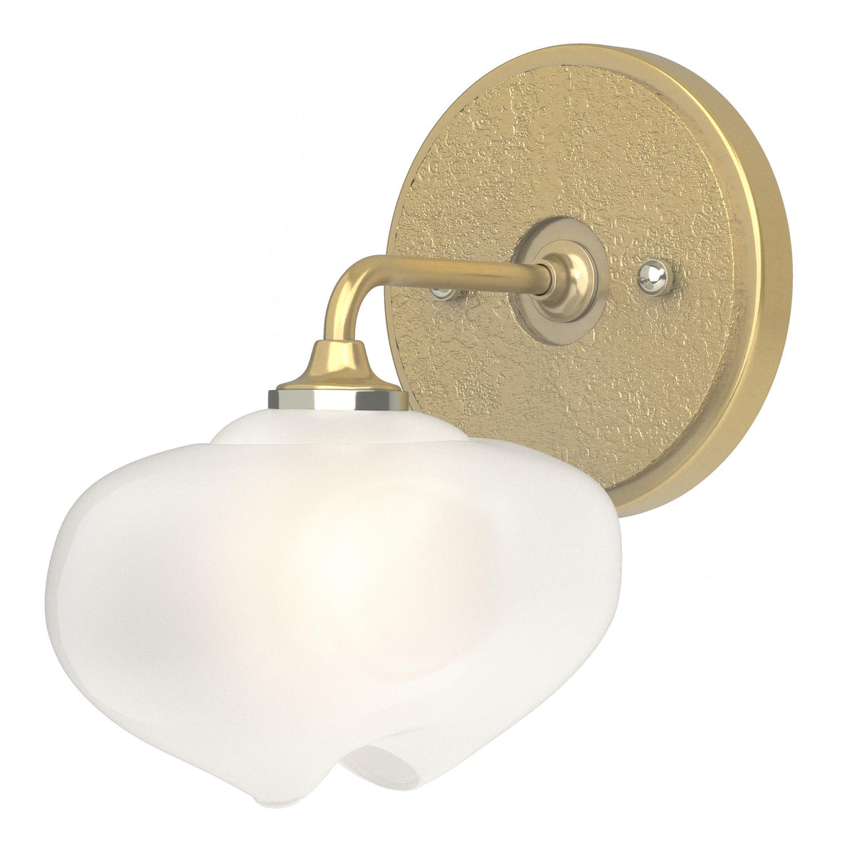 Hubbardton Forge 2022 Modern Brass Modern Brass Frosted Glass (FD) Ume 1-Light Curved Arm Bath Sconce