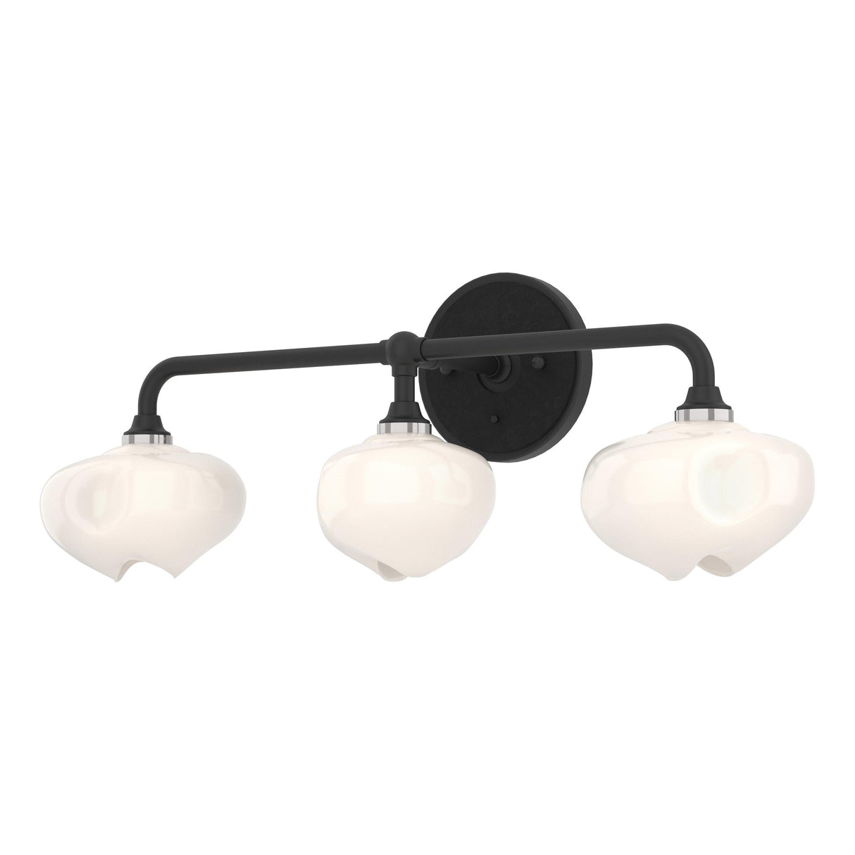 Hubbardton Forge 2022 Black Black Frosted Glass (FD) Ume 3-Light Curved Arm Bath Sconce
