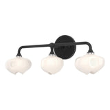 Hubbardton Forge 2022 Black Black Frosted Glass (FD) Ume 3-Light Curved Arm Bath Sconce