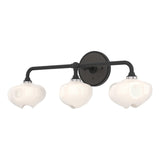 Hubbardton Forge 2022 Black Oil Rubbed Bronze Frosted Glass (FD) Ume 3-Light Curved Arm Bath Sconce
