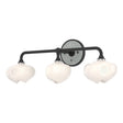 Hubbardton Forge 2022 Black Vintage Platinum Frosted Glass (FD) Ume 3-Light Curved Arm Bath Sconce