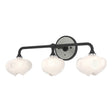 Hubbardton Forge 2022 Black Sterling Frosted Glass (FD) Ume 3-Light Curved Arm Bath Sconce