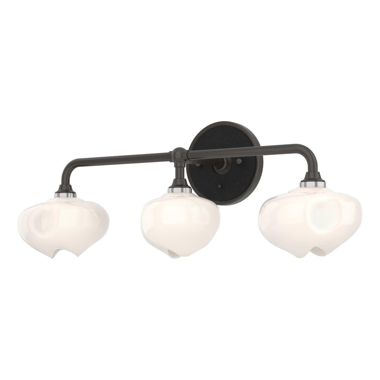 Hubbardton Forge 2022 Oil Rubbed Bronze Black Frosted Glass (FD) Ume 3-Light Curved Arm Bath Sconce