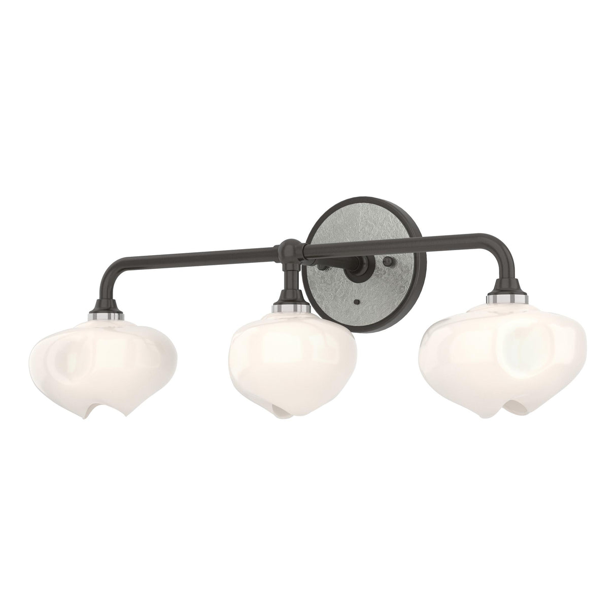 Hubbardton Forge 2022 Oil Rubbed Bronze Sterling Frosted Glass (FD) Ume 3-Light Curved Arm Bath Sconce