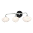 Hubbardton Forge 2022 Vintage Platinum Black Frosted Glass (FD) Ume 3-Light Curved Arm Bath Sconce