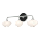 Hubbardton Forge 2022 Vintage Platinum Black Frosted Glass (FD) Ume 3-Light Curved Arm Bath Sconce