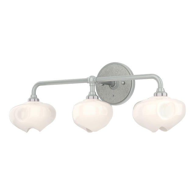 Hubbardton Forge 2022 Vintage Platinum Sterling Frosted Glass (FD) Ume 3-Light Curved Arm Bath Sconce