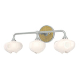 Hubbardton Forge 2022 Vintage Platinum Modern Brass Frosted Glass (FD) Ume 3-Light Curved Arm Bath Sconce