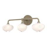 Hubbardton Forge 2022 Soft Gold Soft Gold Frosted Glass (FD) Ume 3-Light Curved Arm Bath Sconce
