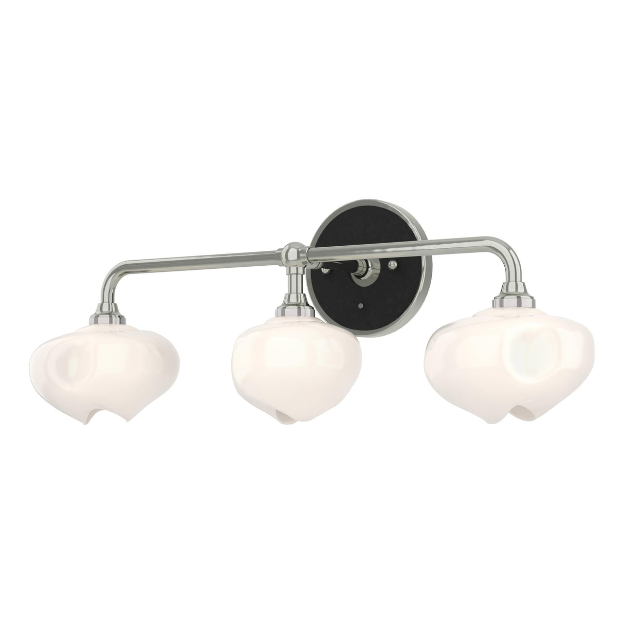 Hubbardton Forge 2022 Sterling Black Frosted Glass (FD) Ume 3-Light Curved Arm Bath Sconce