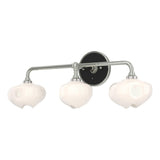 Hubbardton Forge 2022 Sterling Black Frosted Glass (FD) Ume 3-Light Curved Arm Bath Sconce