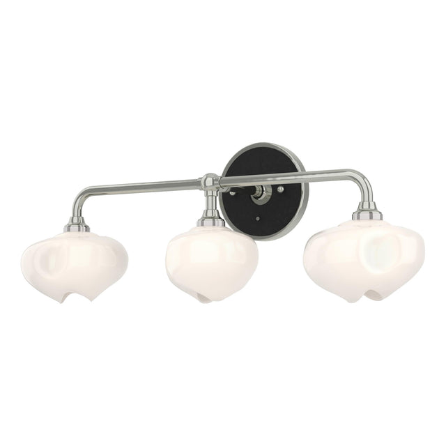 Hubbardton Forge 2022 Sterling Black Frosted Glass (FD) Ume 3-Light Curved Arm Bath Sconce