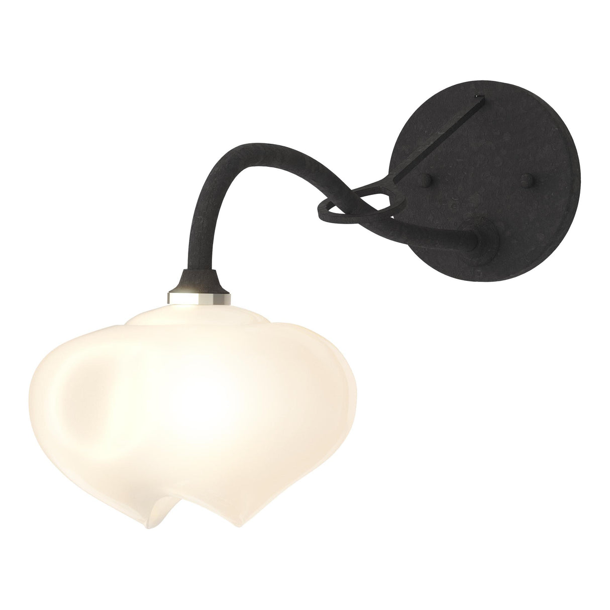 Hubbardton Forge 2022 Black Frosted Glass (FD) Ume 1-Light Long-Arm Sconce