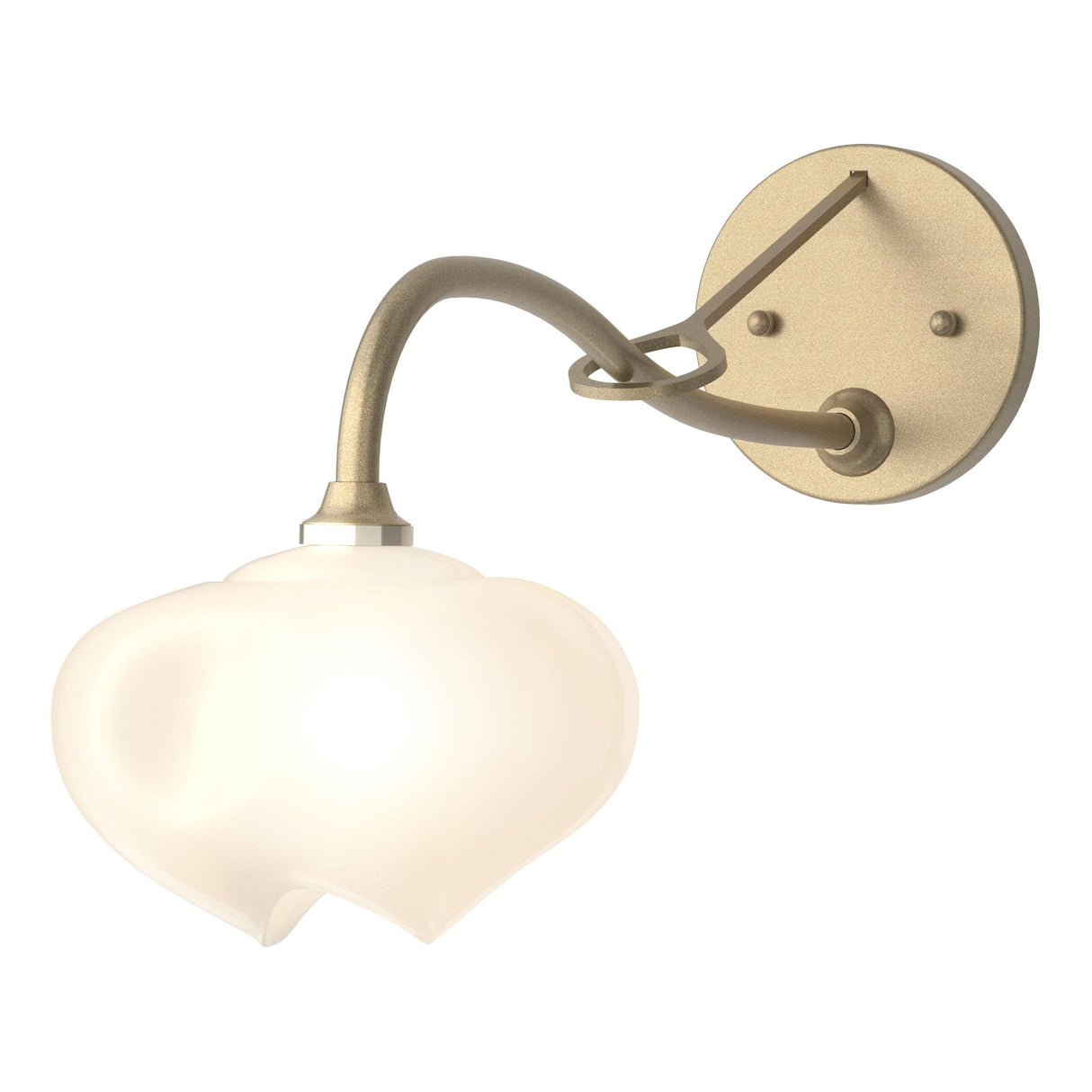 Hubbardton Forge 2022 Soft Gold Frosted Glass (FD) Ume 1-Light Long-Arm Sconce