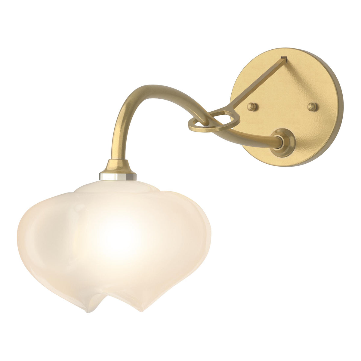 Hubbardton Forge 2022 Modern Brass Frosted Glass (FD) Ume 1-Light Long-Arm Sconce