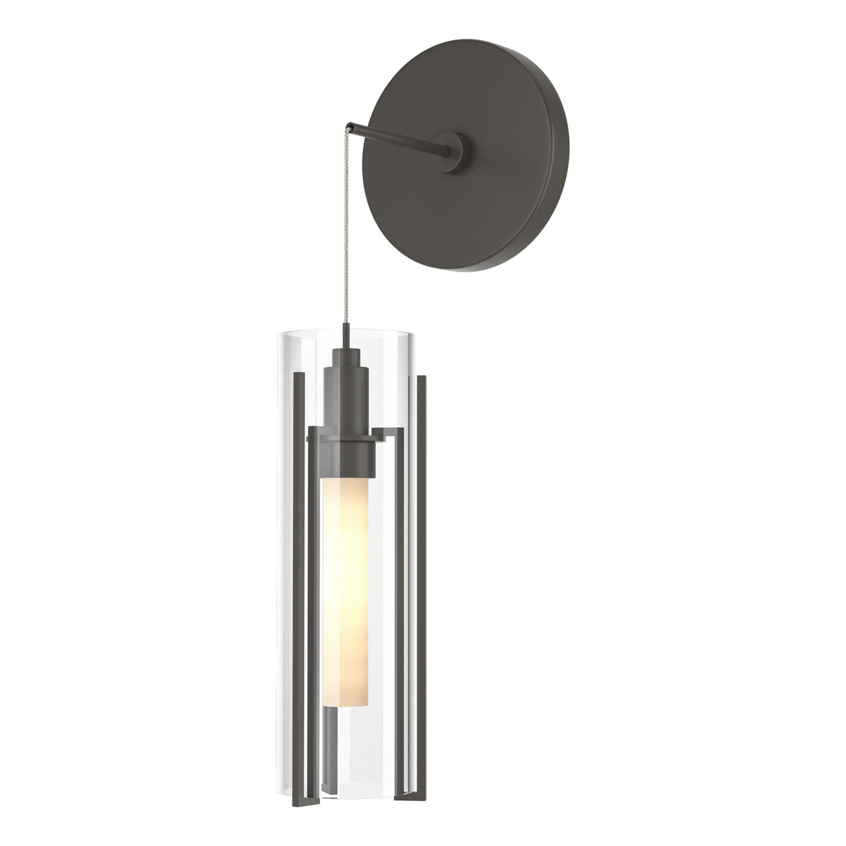 Hubbardton Forge 2023 Dark Smoke Clear Glass (ZM) Exos Glass Mini Low Voltage Sconce