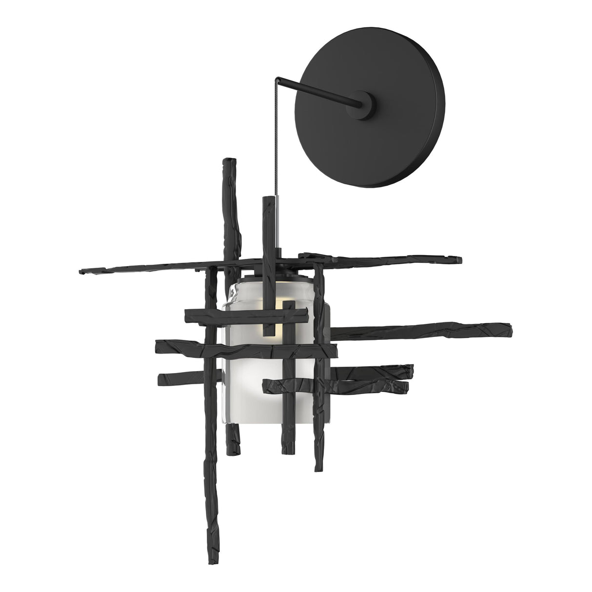 Hubbardton Forge 2022 Black Cast Glass (YC) Tura Frosted Glass Low Voltage Sconce