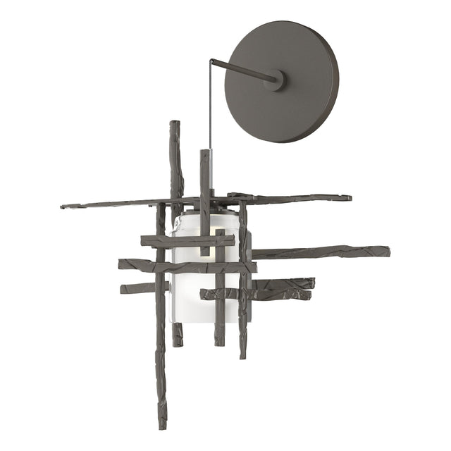 Hubbardton Forge 2022 Dark Smoke Cast Glass (YC) Tura Frosted Glass Low Voltage Sconce