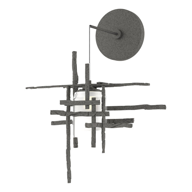 Hubbardton Forge 2022 Natural Iron Cast Glass (YC) Tura Frosted Glass Low Voltage Sconce