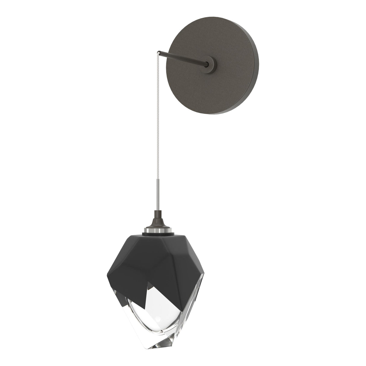 Hubbardton Forge 2023 Dark Smoke Black Crystal (BP) Chrysalis Small Low Voltage Sconce