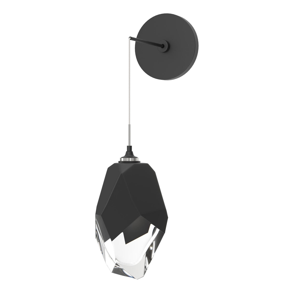 Hubbardton Forge 2023 Black Black Crystal (BP) Chrysalis Large Low Voltage Sconce