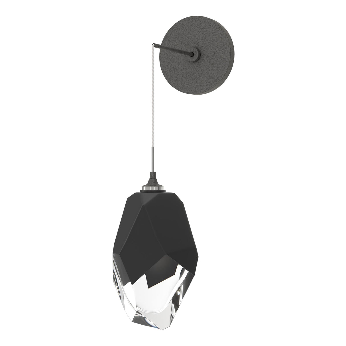 Hubbardton Forge 2023 Natural Iron Black Crystal (BP) Chrysalis Large Low Voltage Sconce
