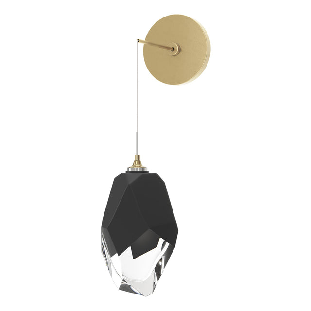 Hubbardton Forge 2023 Modern Brass Black Crystal (BP) Chrysalis Large Low Voltage Sconce