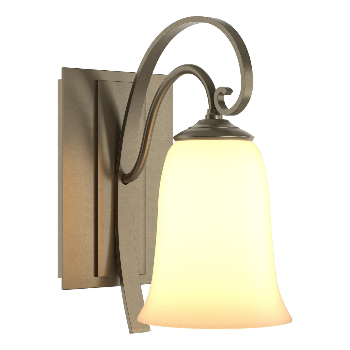 Hubbardton Forge 2003 Soft Gold Opal Glass (GG) Scroll Sconce
